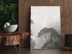 Vintage illustration with trees on grunge background. Design for wallpaper, photo wallpaper, fresco, mural and other.