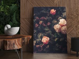 Artificial Flowers Wall for Background in vintage style