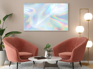 Abstract trendy holographic background. Real texture in pale violet, pink and mint colors with scratches and irregularities