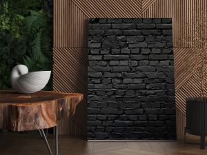 Perfect black brick wall as background or wallpaper or texture