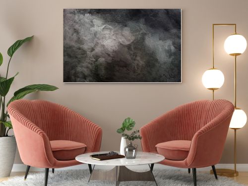 Art Abstract acrylic and watercolor painting smoke blot wall. Black and white Color texture background.