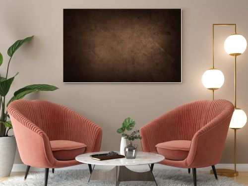 Brown textured concrete wall background. Dark edges