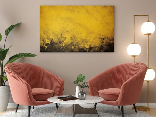 Vibrant Yellow Grunge Wall Texture: Distressed Background with Bold Character