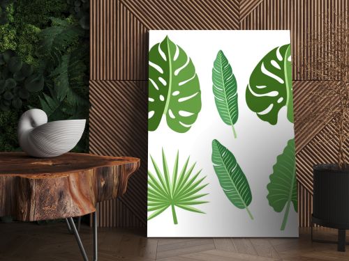 Vector tropical leaves set.
