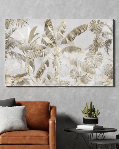 Tropical wallpaper, Tropic trees and leaves, wallpaper design for digital printing- 3d illustration