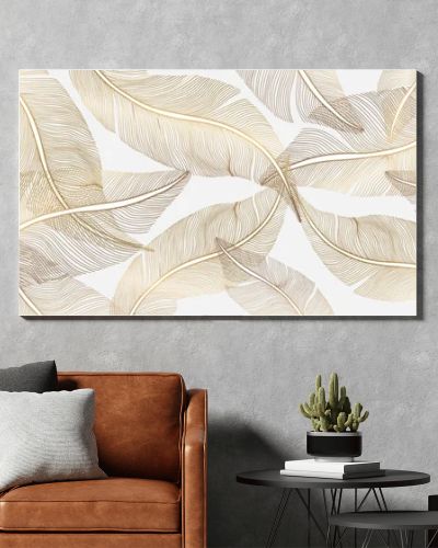 Vector abstract light illustration with golden feathers for decor, covers, backgrounds, wallpapers