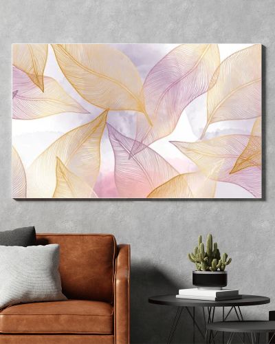 Vector abstract luxury illustration with golden leaves on amber background for decor, covers, backgrounds, wallpapers