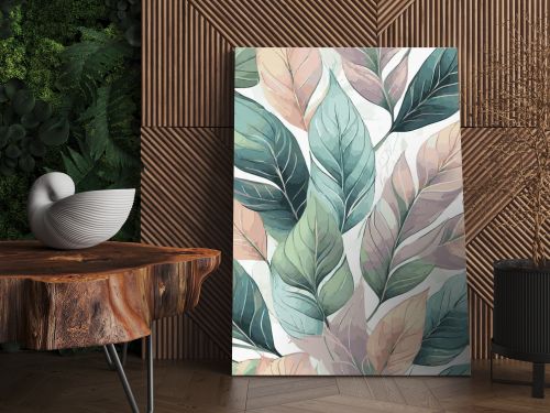 Seamless image, leaves, pastel leaves, wallpaper