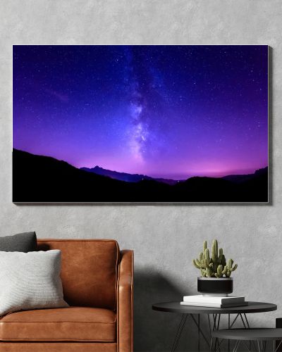 Milky Way on mountain background. night sky stars