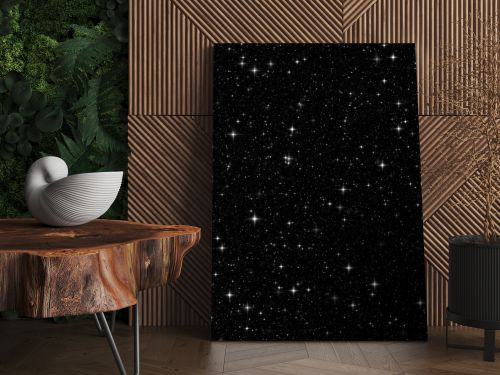 Black space with many stars. Seamless pattern, texture, backgrou