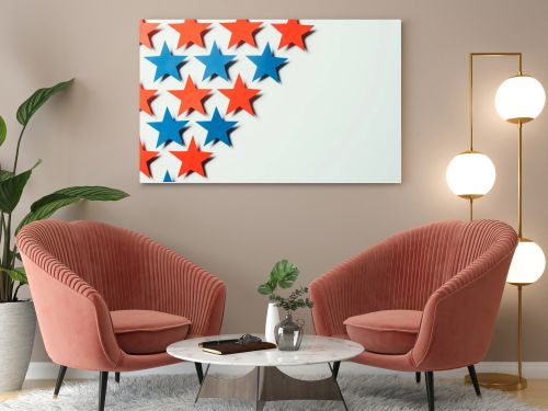 top view of arranged stars isolated on grey, presidents day concept