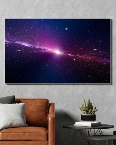 Big starburst and nebula lights in deep space. Science fiction fantasy space scene. Cosmos - Universe background image