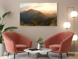 alpine landscape panorama in the evening, herzogstand mountain