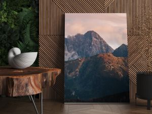 Mountain peaks at sunset. Tatra Mountains in Poland.