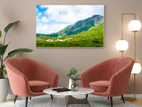 landscape of mountains and valley in Durmitor massif, Montenegro