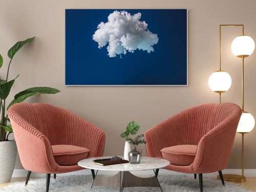 white fluffy cloud made of cotton wool isolated on dark blue