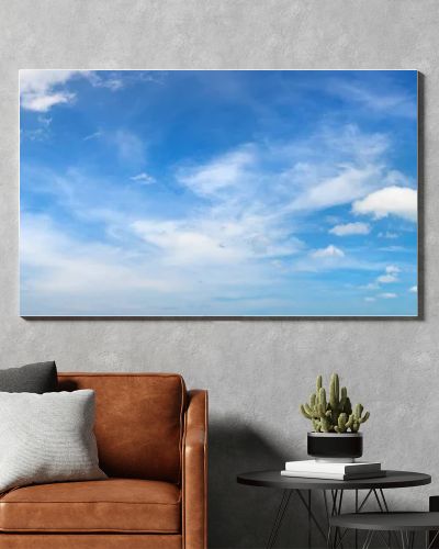 Blue sky panorama with clouds in a summer day