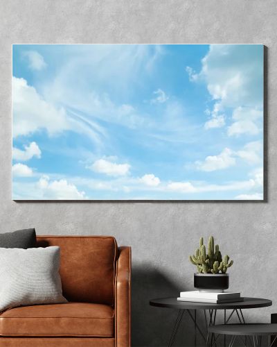 Blue sky with white clouds in daylight. /background/ copy space