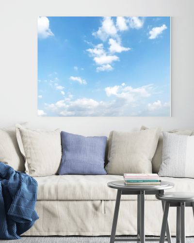 Beautiful clouds during spring time in a Sunny day. Blue sky and white fluffy clouds.