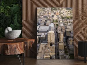 High angle aerial view of downtown Oklahoma City, USA.