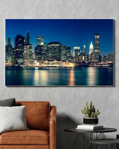 New York - view of Manhattan Skyline by night