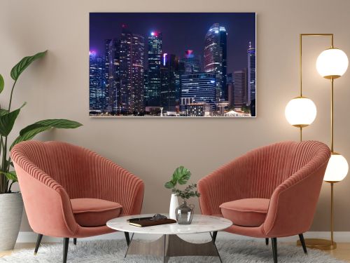 Cityscape downtown. Night city urban skyline Singapore