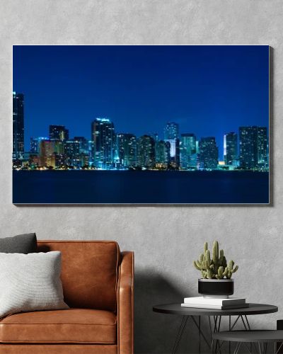 Miami skyline night panorama