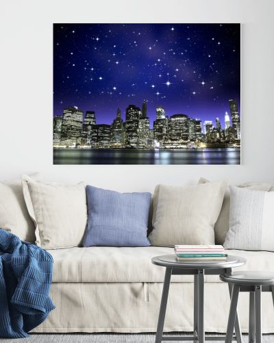 Starry Night over New York City Skyscrapers