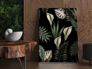 tropical dark white flowers pattern