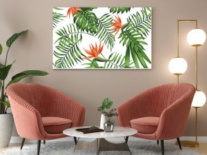 strelitzia orange white background pattern