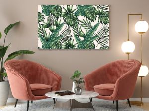 Exotic leaves beige background seamless