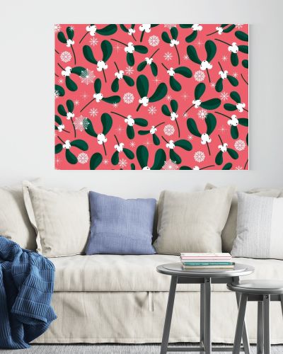 Winter Christmas seamless mistletoe floral pattern for new year wrapping paper and fabrics and kids and notebooks and clothes print. High quality illustration