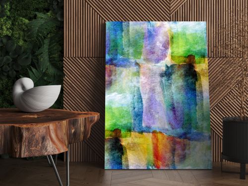 Wallpaper green, blue, yellow abstract seamless watercolor art h