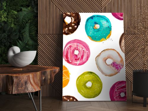 Hand-painted watercolor donuts pattern