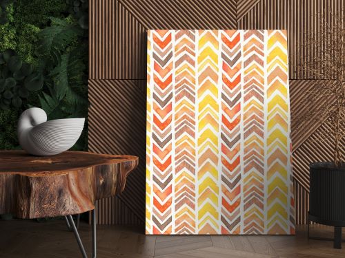 Seamless Watercolor Boho Tribal Ornamental Pattern.