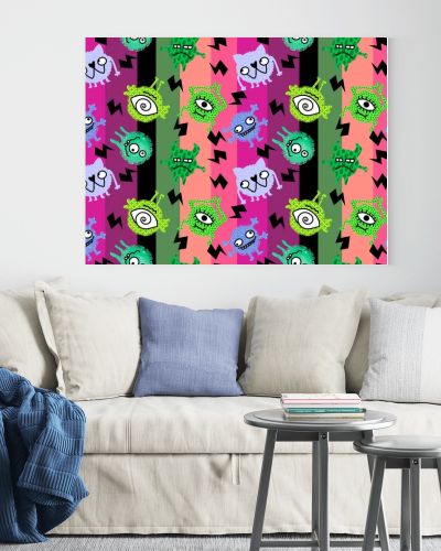 Cartoon doodle monsters seamless aliens and animals pattern for wrapping paper and fabrics and kids clothes print and linens and packaging. High quality illustration