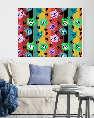 Cartoon doodle monsters seamless aliens and animals pattern for wrapping paper and fabrics and kids clothes print and linens and packaging. High quality illustration