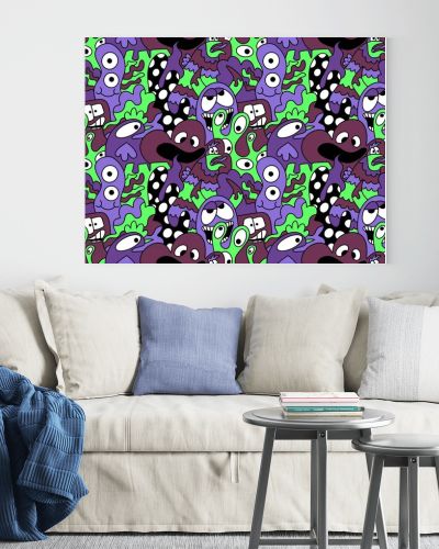 Cartoon doodle monsters seamless aliens and animals pattern for wrapping paper and fabrics and kids clothes print and linens and packaging. High quality illustration