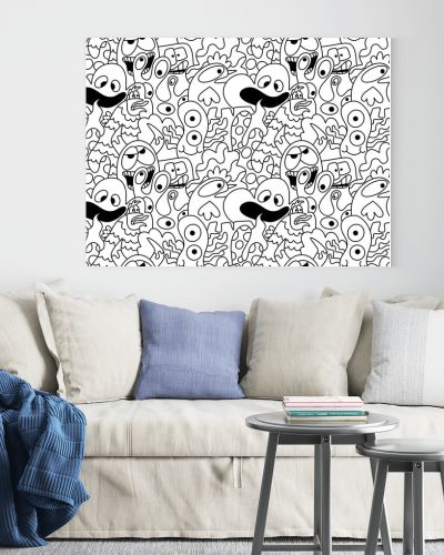 Cartoon doodle monsters seamless aliens and animals pattern for wrapping paper and fabrics and kids clothes print and linens and packaging. High quality illustration