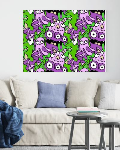 Cartoon doodle monsters seamless aliens and animals pattern for wrapping paper and fabrics and kids clothes print and linens and packaging. High quality illustration