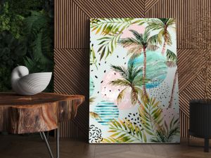 Abstract summer tropical palm tree background.