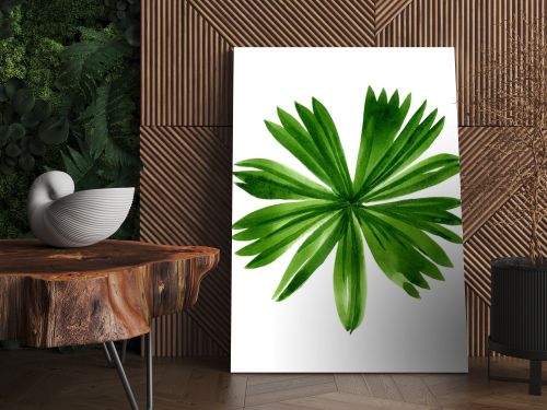 Palm beach tree leaves jungle botanical. Watercolor background illustration set. Isolated leaf illustration element.