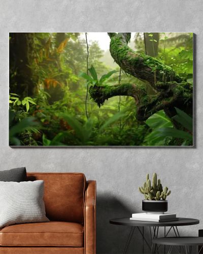 Tropical forest landscape with lots of vegetation