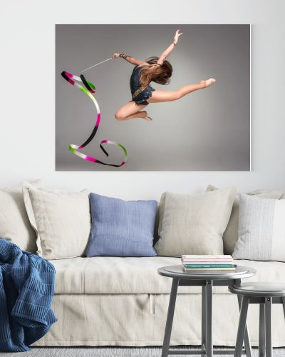 teenager doing gymnastics dance with ribbon