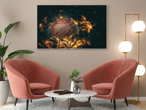 Basketball background. Fire illustration.