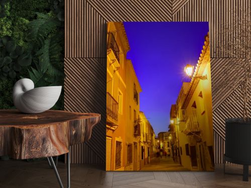 Denia old village sunset dusk in Alicante Spain