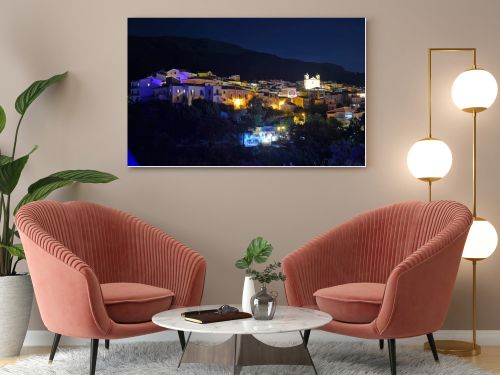 Panoramic view of San Nicola Arcella, an old town in the mountains of the Calabria region, Italy.