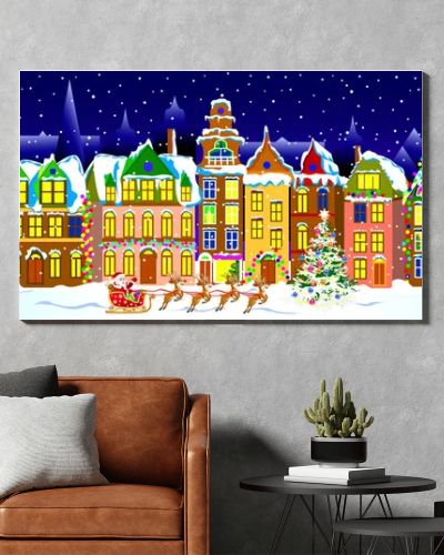 Winter night in the old  town