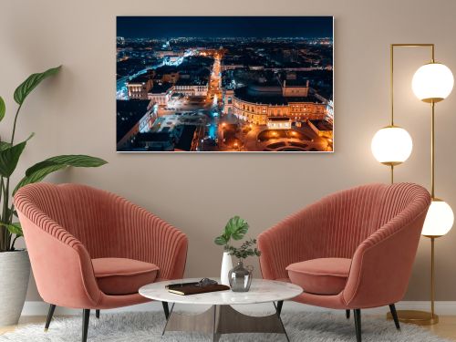 Night view of the opera house in Odessa