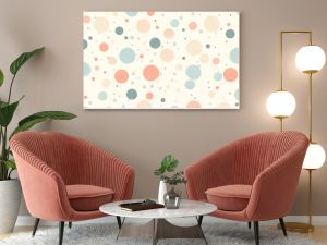 A minimalist seamless pattern of delicate polka dots on a soft pastel background, creating a simple yet elegant wallpaper design. 8k UHD, suitable for high-quality printing or digital display. 